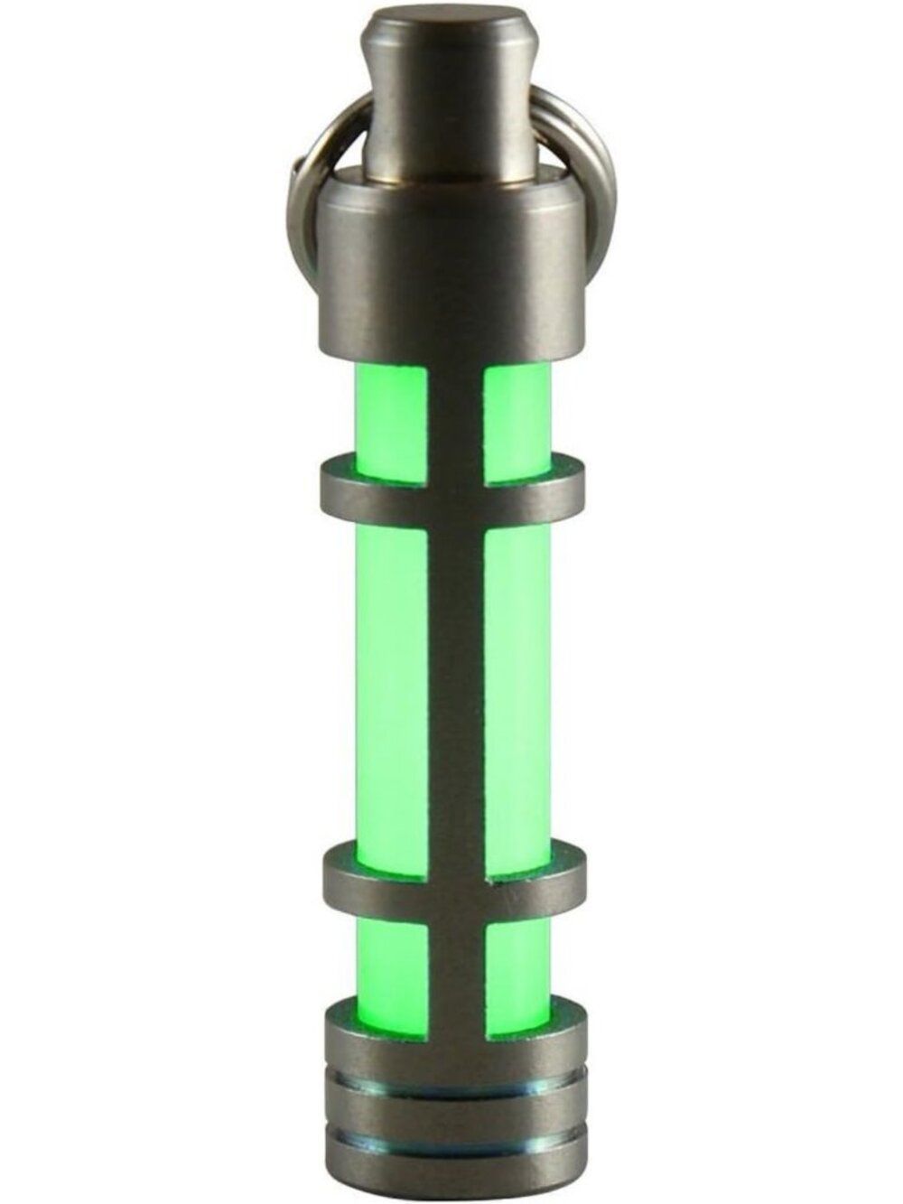 Glow in the Dark Keychain - Titanium Fob with Green Embrite Pellet for EDC Use